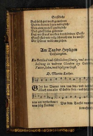 Am Tag der Heyligen Teyfaltigkeit. Ein Bettlied vmb Göttlichen Schutz ... D. Martin Luther.