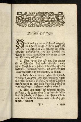 3-28, Vorläuffige Fragen