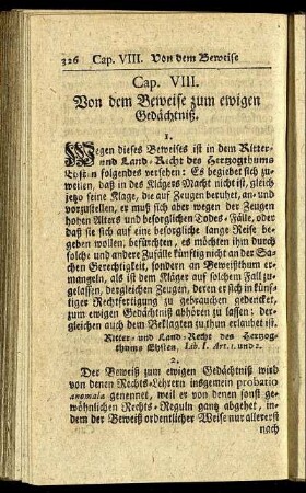 Cap. VIII. Von dem Beweise zum ewigen Gedächtniß.