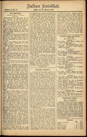Zweite Ausgabe vom Mittwoch, den 21. Februar 1877.