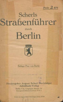 1938: Scherls Straßenführer durch Berlin