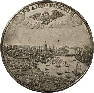 Medaille von Johann Linck auf die Reichsstadt Frankfurt, 1696