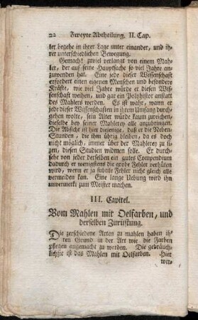 III. Capitel. Vom Mahlen mit Oelfarben, und derselben Zurüstung.