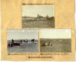 Drei Ansichten von Bersabee in der Wüste Negev