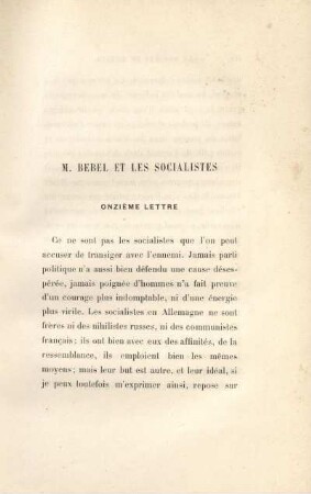 M. Bebel et les socialistes. onzième lettre