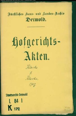Klocke, Hermann zu Pillenbruch gegen Bartold Klocke zu Pillenbruch - Einlösung verpfändeter Länderei
