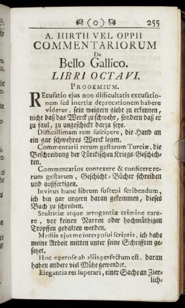 A. Hirtii Vel Oppii Commentariorum De Bello Gallico. Libri Octavi. /Prooemium. - Cap. LV.