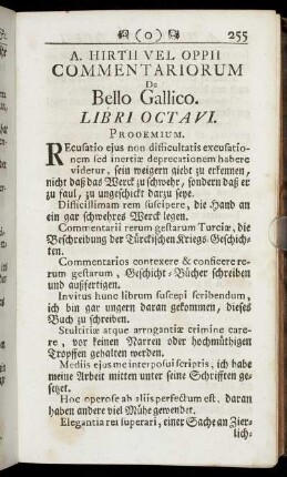 A. Hirtii Vel Oppii Commentariorum De Bello Gallico. Libri Octavi. /Prooemium. - Cap. LV.