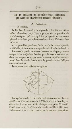 Sur la question de mathématiques spéciales qui avait étè proposée au dernier concours.