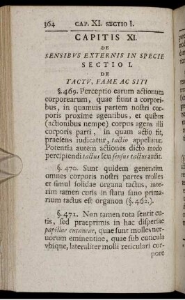Sectio I. De Tactu, Fame Ac Siti