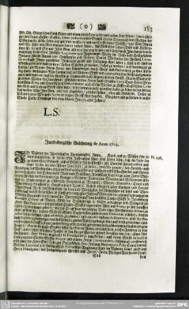 N.136. Jacobsbergische Belehnung de Anno 1701