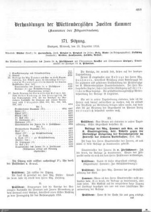 171. Sitzung, Stuttgart, 13.12.1916