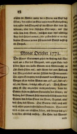 Monat October 1771.