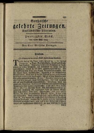 Zwanzigstes Stück, den 18ten May 1793.