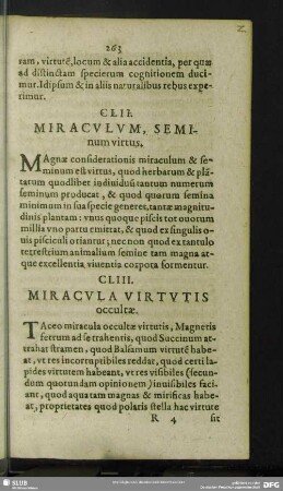 CLII. Miraculum, Seminum virtus