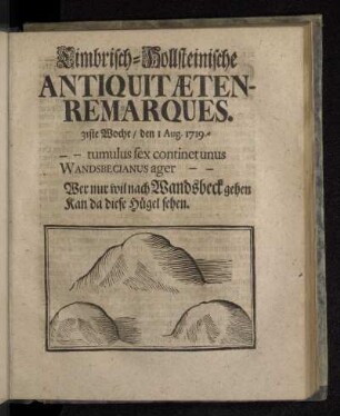 Cimbrisch-Hollsteinische Antiquitæten-Remarques. 31ste Woche/ den 1 Aug. 1719.