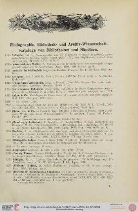 Bibliographie, Bibliothek- und Archiv-Wissenschaft. Kataloge von Bibliotheken und Händlern (Nr. 1220-1447)