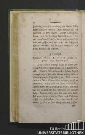 Spargel. Assparagus officinalis. Linn. Cl. VI. Franz. l'asperge. Engl. sparrow grass.