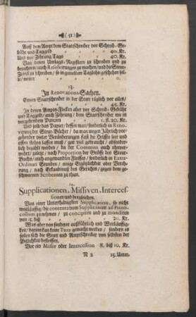 14. Supplicationen, Missiven, Intercessionen und dergleichen
