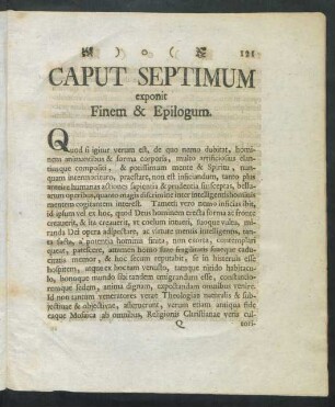 Caput Septimum exponit Finem & Epilogum