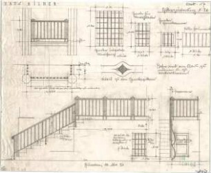 Fischer, Theodor; München; Haus Milker - Gitter (Grundriss, Ansichten, Detail)