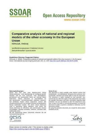 Comparative analysis of national and regional models of the silver economy in the European Union