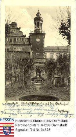 Darmstadt, Blick vom Schlossgarten auf das Glockenspiel