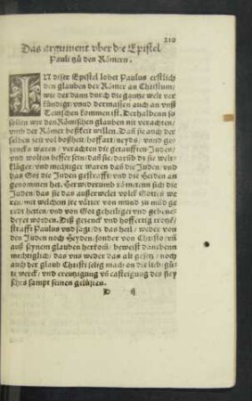 Das argument über die Epistel Pauli tzu den Römern.