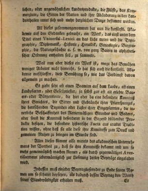 Avertissement der kurfürstlichen Akademie der Wiss. zu München