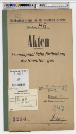 Fremdsprachliche Fortbildung der Beamten. Gen.