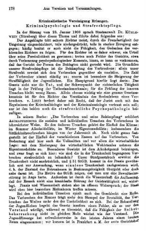 178-179, Kriminalistische Vereinigung Erlangen. Kriminalpsychologie und Strafrechtspflege
