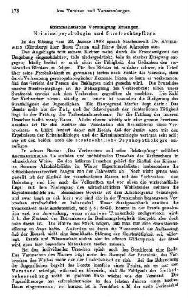 178-179, Kriminalistische Vereinigung Erlangen. Kriminalpsychologie und Strafrechtspflege