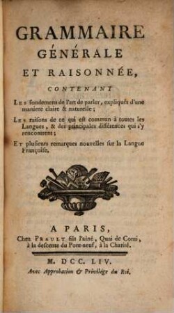 Grammaire générale et raisonnée