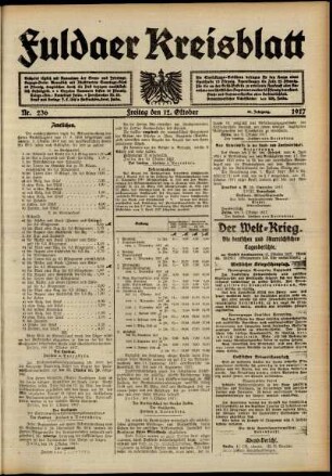 Ausgabe vom Freitag, den 12. Oktober 1917.