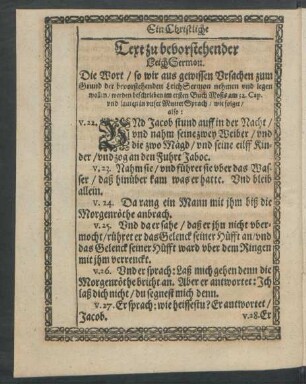 Text zu bevorstehender LeichSermon.