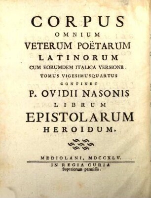 Le Epistole Eroiche Di Publio Ovidio Nasone