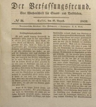 № 31. Cassel, den 17. August. 1831.