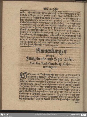 Anmerkungen über die Funfzehende und Letzte Tafel, Von der Rechtschreibung Nohtwendigkeit
