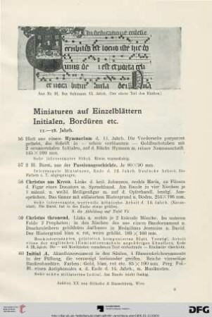 Miniaturen auf Einzelblättern. Initialen, Bordüren etc. 11-18. Jahrh. (Nr. 56-128)