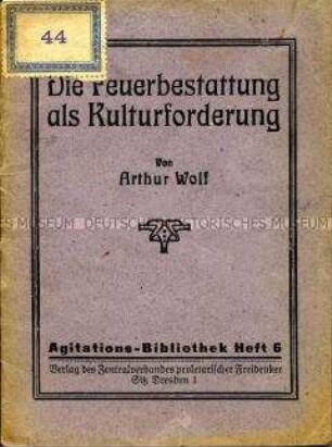 Propagandaschrift des Zentralverbandes proletarischer Freidenker für die Feuerbestattung