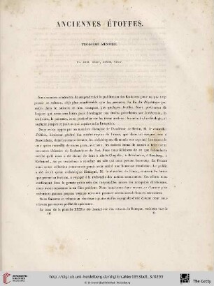 Anciennes étoffes. Troisième mémoire