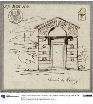 Giebelseite eines Hauses auf dem Weg von Paris nach Neuilly