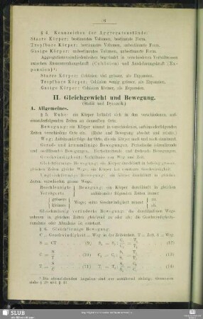 II. Gleichgewicht und Bewegung.