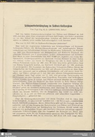 Schlagwetterbekämpfung im Südharz-Kalibergbau