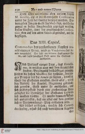 Das XIII. Capitel
