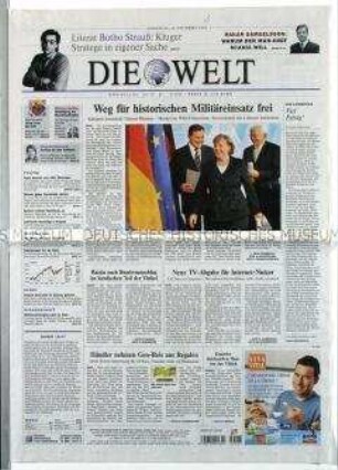 Tageszeitung "Die Welt" u.a. zum Bundeswehr-Einsatz im Nahen Osten
