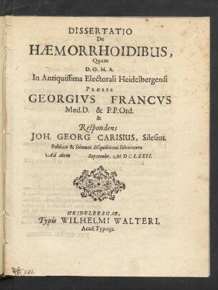 Dissertatio De Haemorrhoidibus