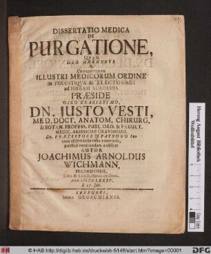 Dissertatio Medica De Purgatione