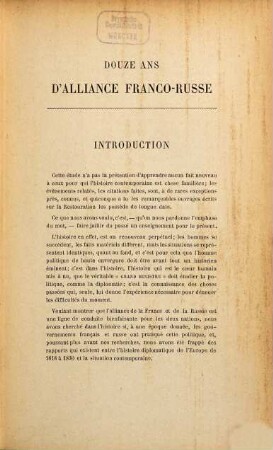 Douze Ans d'alliance franco-russe