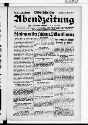 Lüdenscheider Abendzeitung : früher Lüdenscheider Tageblatt